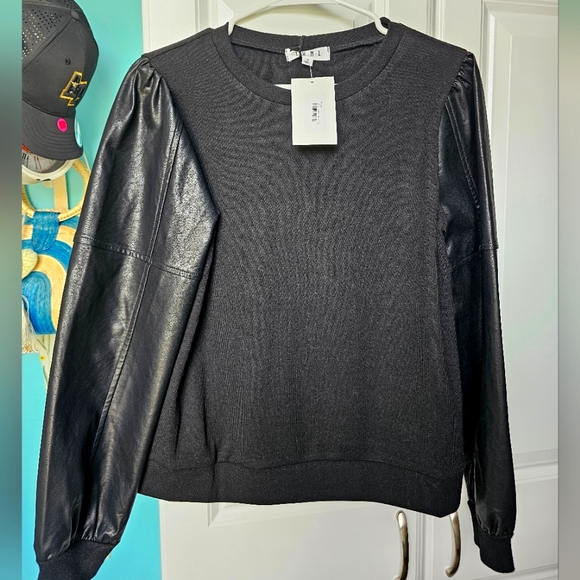 THML Sweaters - 🆕️ Pleather Sleeved Sweater